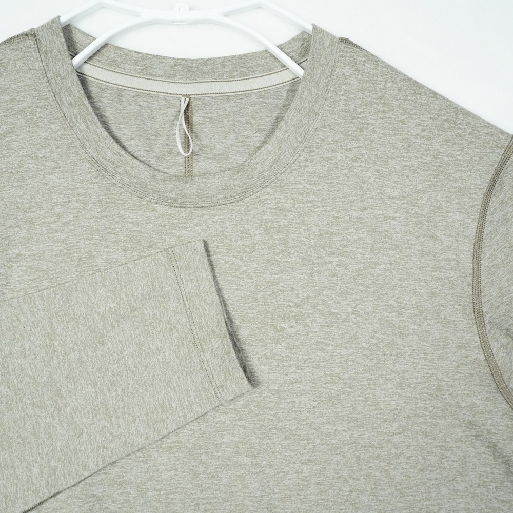 Lululemon Mens Long Sleeve Crewneck Shirt Heathered Sage Green Athletic Fit